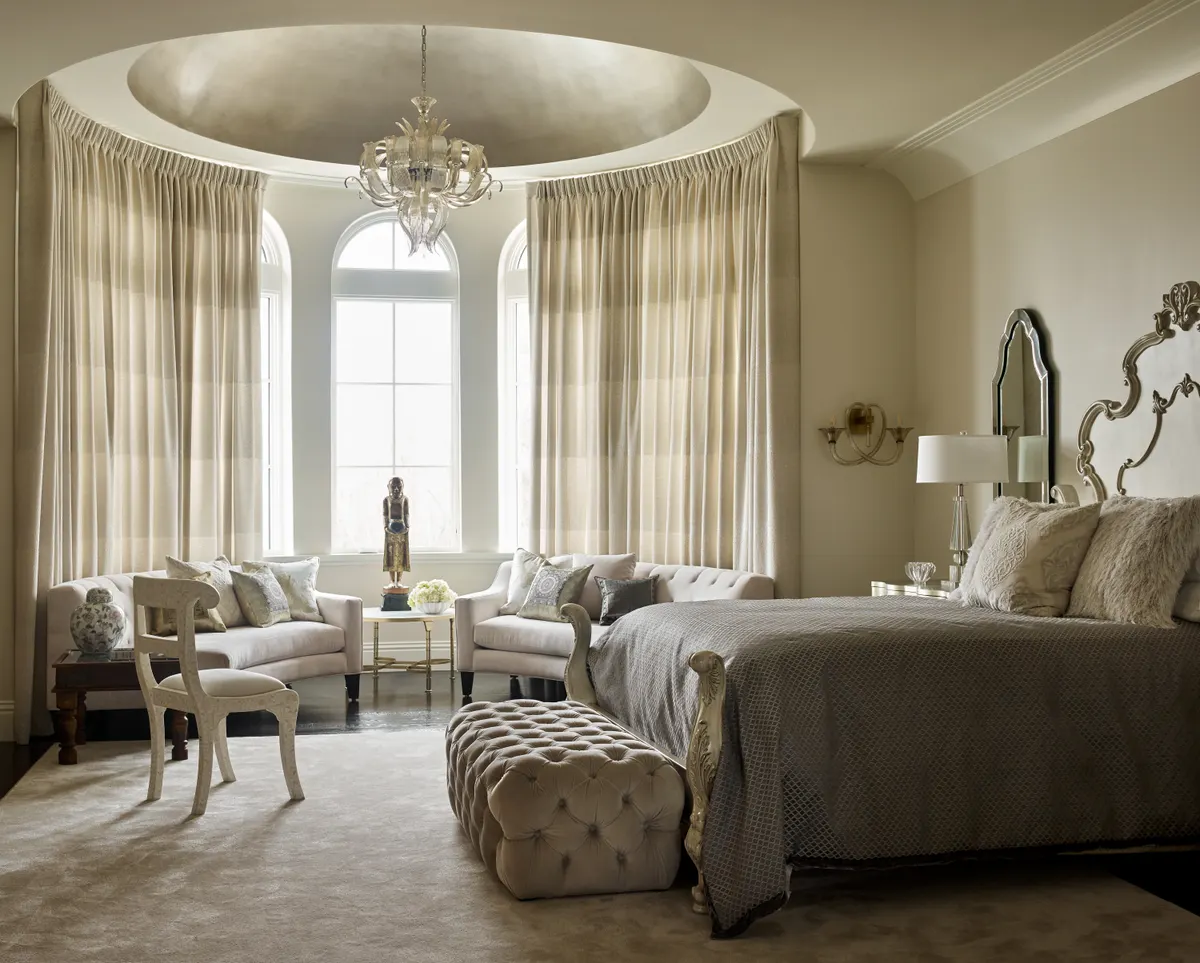 Primary bedroom suite with domed ceiling